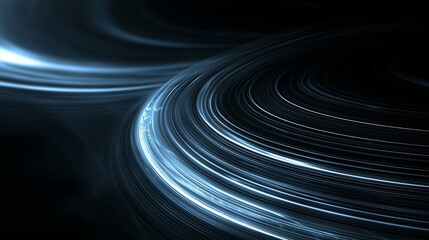 Poster - Soft Light Patterns on a Black Background with Concentric Waves Effect