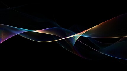 Poster - Vibrant Waves on a High Contrast Black Background for Modern Designs
