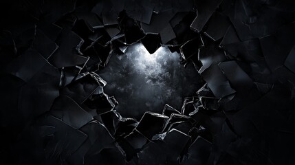 Poster - Dramatic Black Wallpaper with Spotlight Effect in Center of Composition