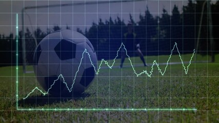 Poster - Soccer ball on field with data graph animation overlaying scene