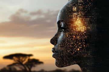 Poster - Artificial intelligence ai african woman digital art technology future concept design artwork 3d render 
