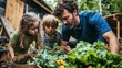 © siripimon2525 - Engaging Family Gardening Time with Children in a Green Space