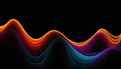 Poster - Wave lines trails flowing dynamic in diverse colors isolated on black background Abstract futuristic background science digital and communication concept Generative AI
1
