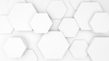 Leinwandbilder - abstract geometric background shapes white hexagon in relief, both high and low used to add different messages to visuals or backdrop images.,3d rendering