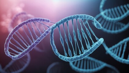 Poster - Detailed Representation of DNA Structure with Blue and Pink Background