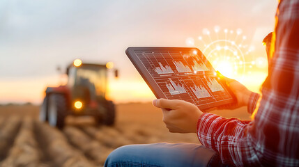 Poster - Agricultural technology adoption farm field digital data analysis rural landscape close-up view innovative farming practices