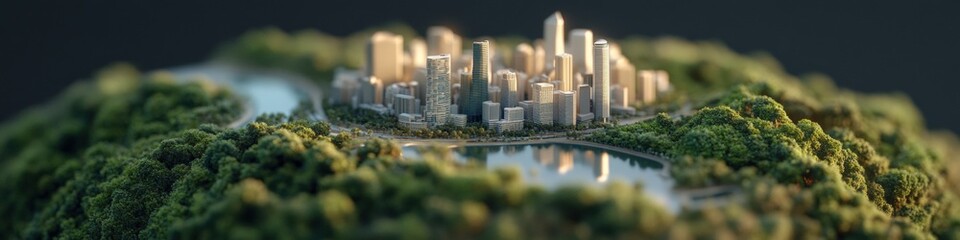 Poster - Eco-Futuristic Urban Sustainability Model Miniature Global Cityscape Visualizing Climate-Adaptive Architectural Design and Green Infrastructure Innovation