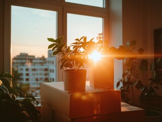 Poster - National Laundry Day Workspace Refresh Sustainable Urban Living with Sunset Illumination - Minimalist Office Transition and Spring Renewal for Modern Professionals