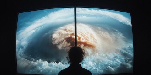 Leinwandbilder - Climate Crisis Visualization Immersive AI-Powered Weather Monitoring Technology Revealing Hurricane Dynamics for Global Emergency Response and Scientific Innovation