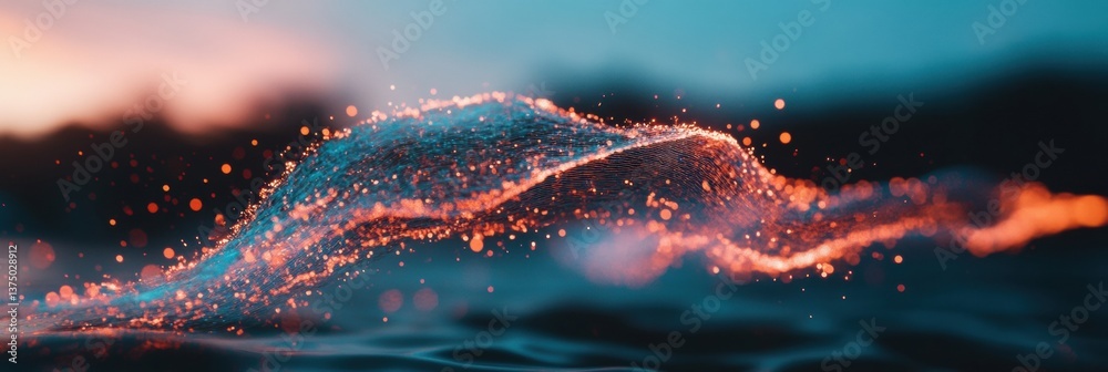 Immersive Digital Flow Quantum Aesthetic Liquid Particle Visualization ...