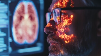 Fototapete - Neurological Innovation Immersive Digital Health Visualization with Transformative AI-Powered Medical Imaging - Pioneering Cognitive Research and Diagnostic Technologies