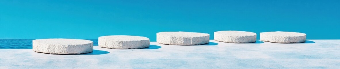 Poster - Minimalist Product Podium Series 8K of Clean White Concrete Platforms for Premium Branding and Luxury Marketing Visualization