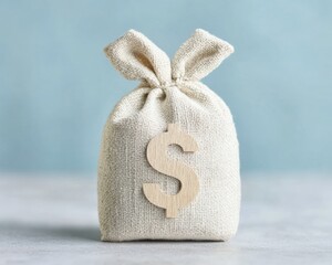 Poster - Minimalist Financial Growth Sustainable Eco-Textured Money Bag with Dollar Symbol - Elegant Investment Strategy Visualization for Modern Wealth Management