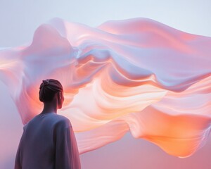 Poster - Ethereal Digital Mindfulness Immersive Pastel Wave Experience Visualizing Emotional Fluidity for Gen Z Wellness and Creative Exploration