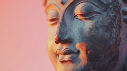 Aufkleber - Zen Minimalism Golden Buddha Sculpture in Soft Pastel Tones - Mindful Wellness Design for Contemporary Meditation Spaces and Holistic Lifestyle Branding