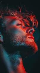 Poster - Immersive Emotional Landscape Cyberpunk-Inspired Portrait Revealing Raw Human Vulnerability in Neon-Drenched Digital Aesthetic - Gen Z Expressive Storytelling