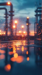 Fototapete - Twilight Industrial Horizons Next-Gen Energy Infrastructure with AI-Driven Optimization, Capturing Sustainable Production Dynamics and Operational Intelligence