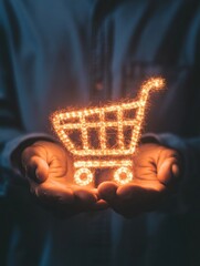 Aufkleber - Igniting Digital Commerce Luminous E-Commerce Hologram Shopping Cart - Innovative Retail Technology Transforming Consumer Experience in Immersive Entrepreneurial Landscape