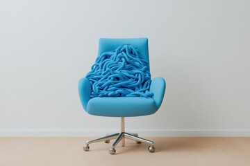 Aufkleber - Surreal Ergonomic Innovation Vibrant Blue Productivity Chair Transforming Remote Work Aesthetics with Sculptural Conceptual Design