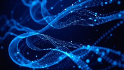 Leinwandbilder - Glowing Blue Abstract Wave Futuristic Background
