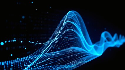 Leinwandbilder - Glowing Blue Abstract Wave Futuristic Background