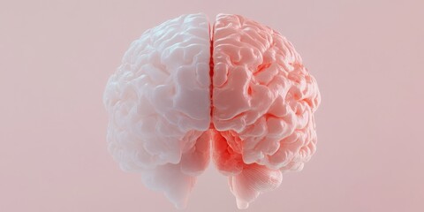 Fototapete - Minimalist Neuroscience Insights Cognitive Duality Visualization in Soft Pastel - Emotional Intelligence and Brain Hemispheric Innovation