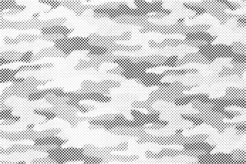 Fototapete - Abstract halftone seamless camouflage pattern. Repeating digital dotted hexagonal camo military texture background. Abstract modern fabric textile ornament. Vector illustration.