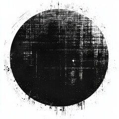 Poster - Abstract Black Circle on White Background with Grunge Texture and Irregular Edges, Creating an Artistic Monochromatic Composition.