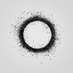 Fototapete - Abstract Black Ring with Splatter Effect on White Background - Graphic Element for Design and Art