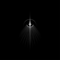 Aufkleber - A Gleaming Beacon: Abstract White Light Formation in a Striking Minimalist Black Background Design