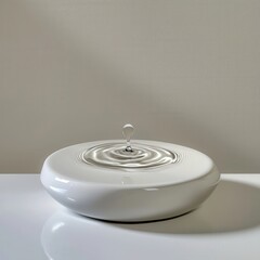 Poster - A minimalist water feature with ripples and a droplet, set against a simple background, creating a serene and calming atmosphere.