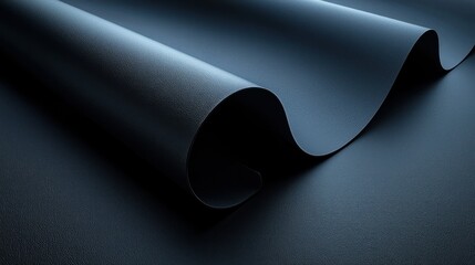 Poster - Abstract Dark Blue Fabric Waves: A Study in Texture and Light