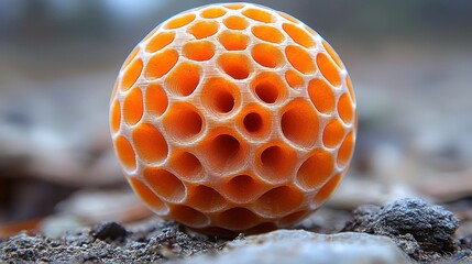 Poster - Intricate Orange Sphere in Nature: A Macro Photography Marvel