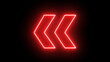 © Zen Z - Glowing neon red arrow left direction icon. Abstract neon flashing light back arrow loading . Seamless loop