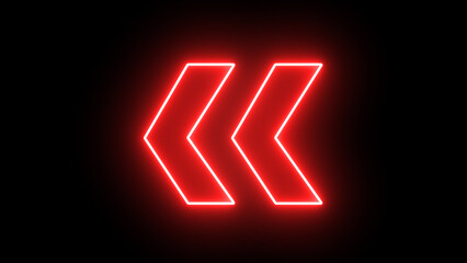 Poster - Glowing neon red arrow left direction icon. Abstract neon flashing light back arrow loading . Seamless loop