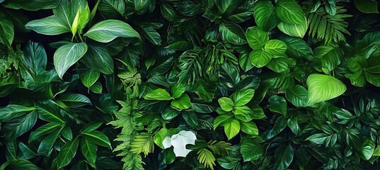 creative nature green background, tropical leaf banner or floral jungle pattern concept.