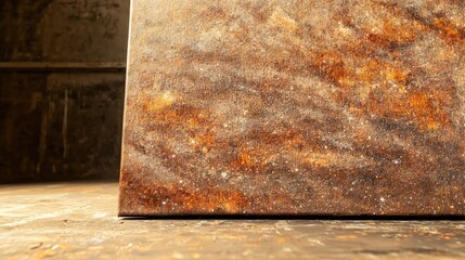 Poster - A piece of weathered wood with a rusted surface showcasing its distinctive character and texture