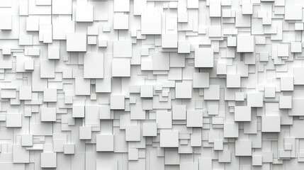Poster - Abstract White Cube Composition: A 3D Render of Overlapping Cubes