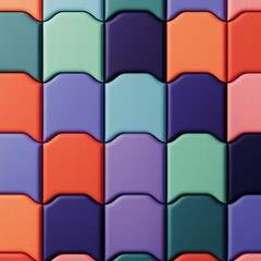 Poster - Colorful pattern of tiles showcasing a vibrant mosaic design in an artistic and playful manner