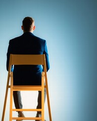Poster - Man sitting comfortably on a chair in a modern indoor setting with an inviting and relaxed atmosphere