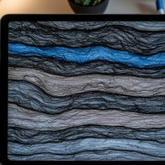 Poster - A sleek laptop featuring a blue and gray design showcasing modern aesthetics and functionality