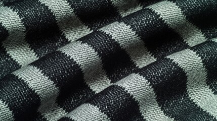 Poster - A black and white checkered fabric displaying a classic pattern often used in fashion and decor