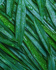 Poster - Close-up of water droplets on a fresh green leaf highlighting nature's beauty and lush environment