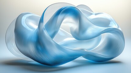 Poster - Abstract Blue Glass Sculpture: A Study in Form and Light