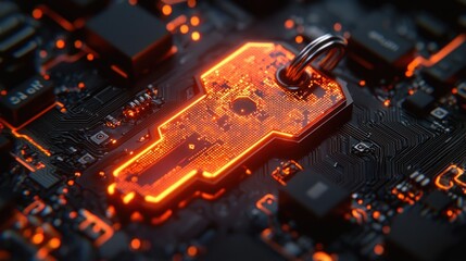 Poster - Cybersecurity Key: Digital Fortress,  Illuminating Data Protection