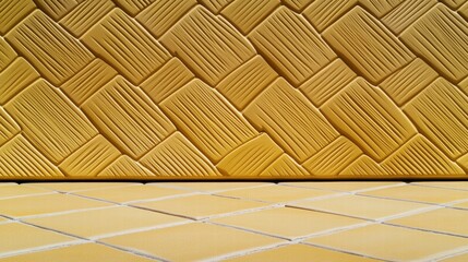 Poster - A bright yellow wall adorned with a unique pattern creating a cheerful and vibrant atmosphere