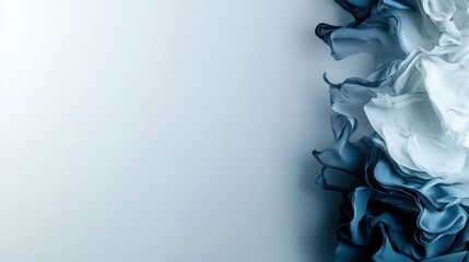 Poster - An abstract composition showcases fluid shapes in varying tones of blue and white, merging elegantly against a soft, light backdrop. This artwork evokes a sense of calm and movement