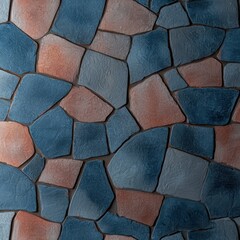 Poster - A colorful wall composed of blue and red tiles adding a bold touch to interior design aesthetics