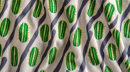 Poster - Colorful cactus print fabric featuring unique patterns and textures perfect for home decor projects