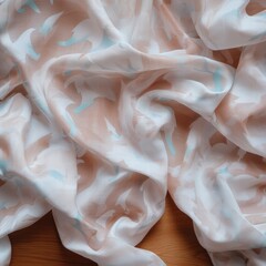 Poster - Soft white and blue cloth draped elegantly over a surface evoking a sense of calm and serenity